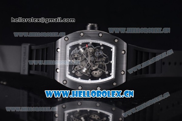 Richard Mille RM 055 Miyota 9015 Automatic PVD Case with Skeleton Dial Dot Markers and Black Rubber Strap - Click Image to Close